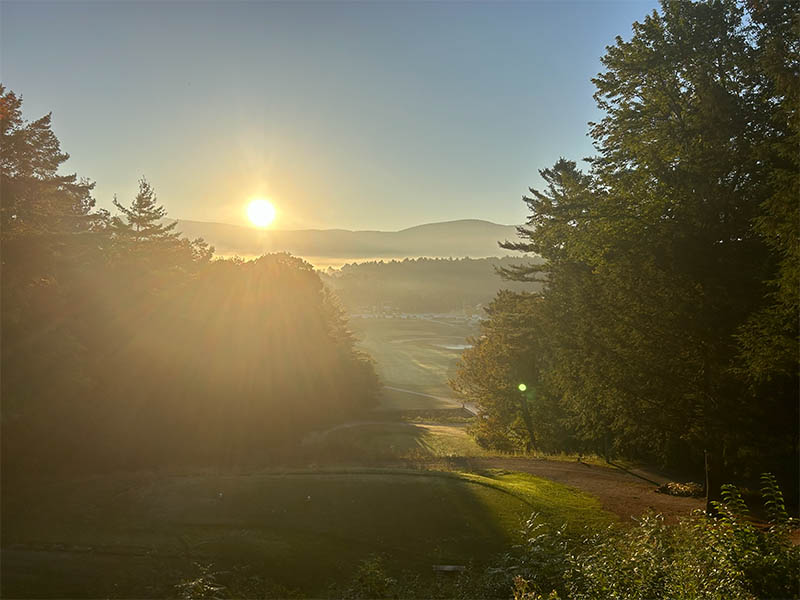 Neshobe Golf Club sunrise at the tee box